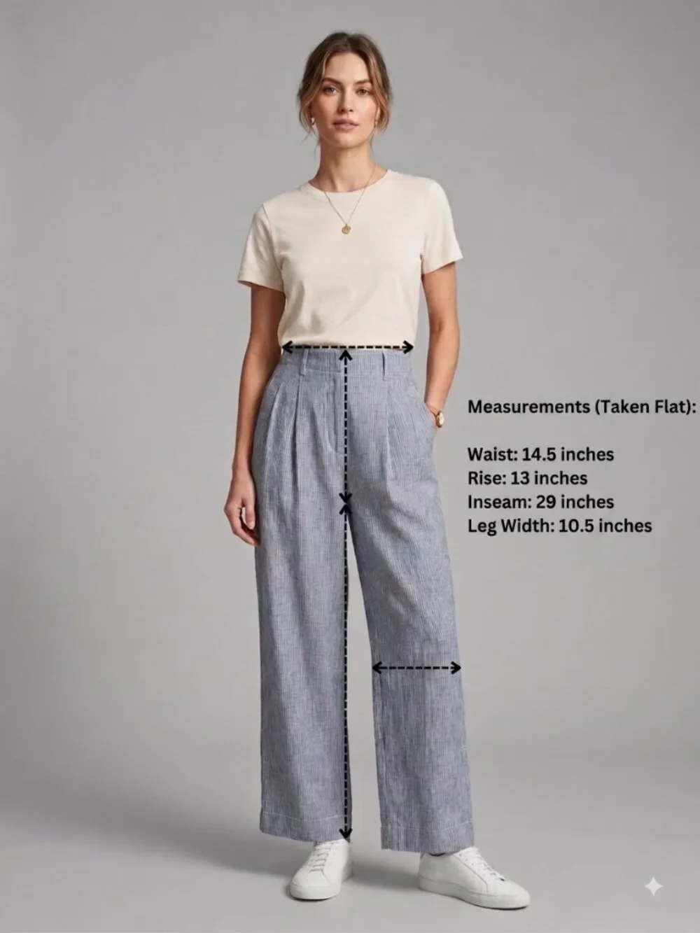 Everlane The Way-High Drake Pant Women's 100% Linen Wide-Leg Blue Striped Size 6
